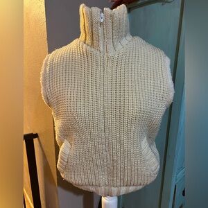 Vtg 70’s  Women’s Made For Spiegel Cable Knit  Faux Shearling Sweater Vest Large